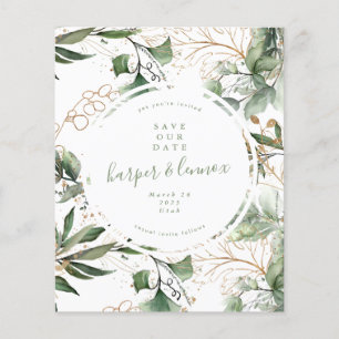 Flyer guardar a data orçamento Eucalyptus Dourado Boho M