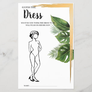 Flyer Guess the Dress Tropical Palm Bridal Shower Game