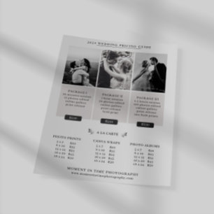 Flyer Guia de Preços de Fotografia de Casamento Folha de