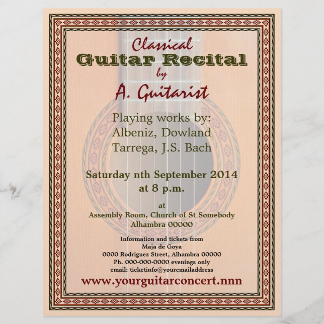 Flyer Guitar recital ou concerto (Frente)