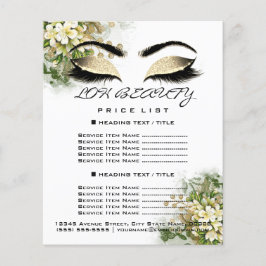 Flyer Hairdresser Eyelashes Lista de Preços de Maquiagem