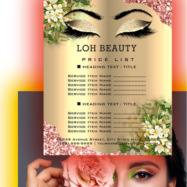 Flyer Hairdresser Eyelashes Makeup Studio Price List (Hairdresser Eyelashes Makeup Studio Price List Flyer)