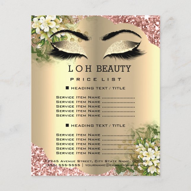 Flyer Hairdresser Eyelashes Makeup Studio Price List1 (Frente)