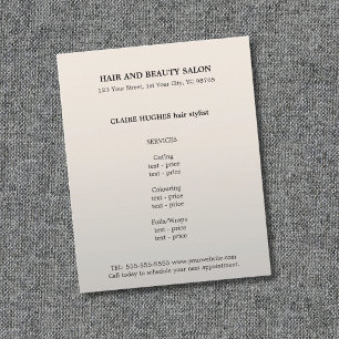 Flyer Hairdresser Silver Faux Simples Elegante 