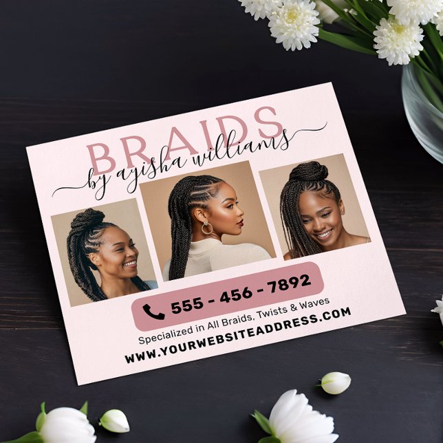Flyer Hairstylist da Colagem de Fotos Braids (Criador carregado)