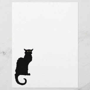 Flyer Halloween Antigo, Gato Preto Art Nouveau Assustado
