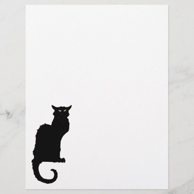 Flyer Halloween Antigo, Gato Preto Art Nouveau Assustado (Frente)