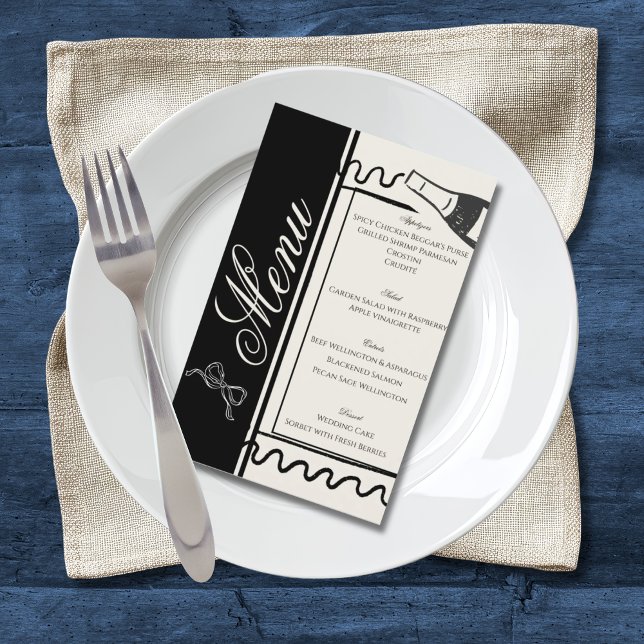 Flyer Hand Drawn Elegant Simple Black & White Wedding  (Criador carregado)