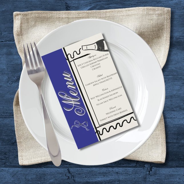 Flyer Hand Drawn Elegant Simple Blue & Cream Wedding  (Criador carregado)