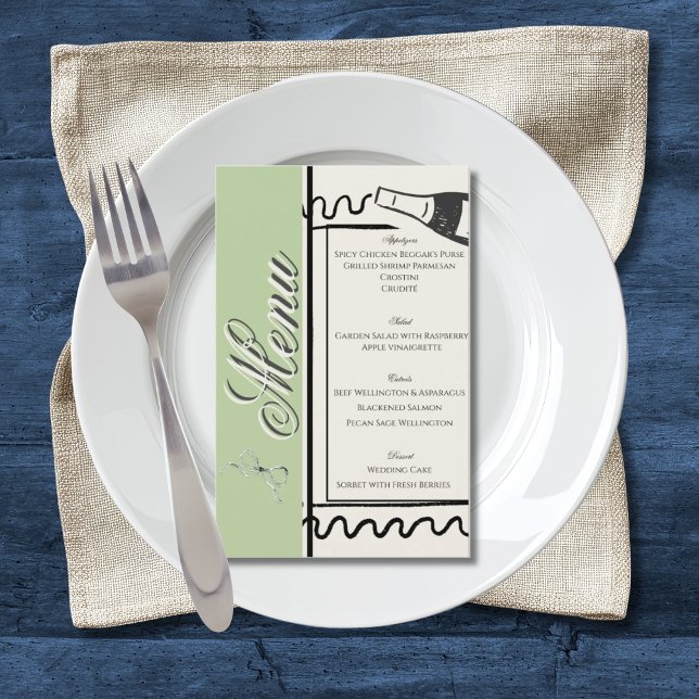 Flyer Hand Drawn Elegant Simple Green & Cream Wedding  (Criador carregado)