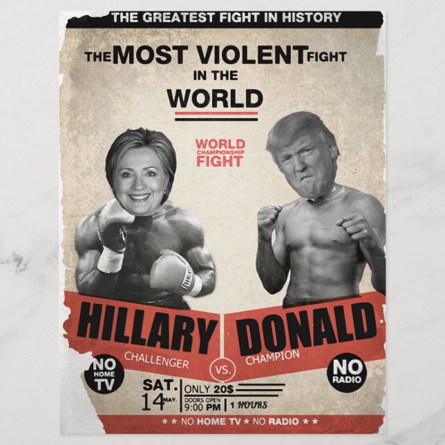 Flyer Hillary Clinton vs. Donald Trump 2016 (Frente)