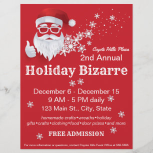 Flyer Hip Santa Claus Papercut on Red Christmas Event