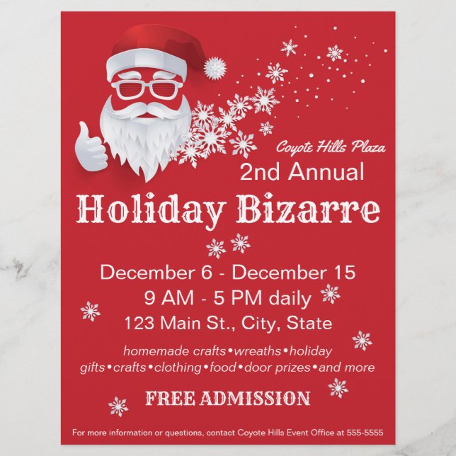 Flyer Hip Santa Claus Papercut on Red Christmas Event (Frente)