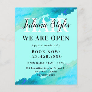 Flyer Hirstilista de mármore azul-ciano