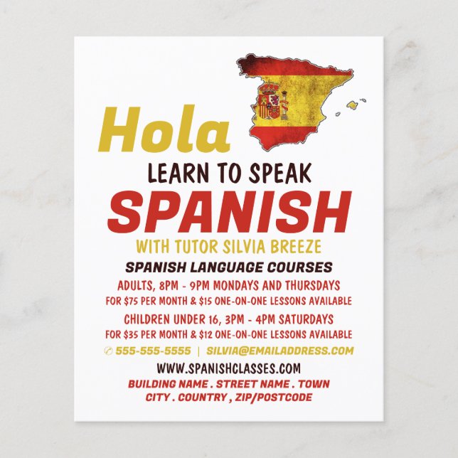 Flyer Hola Espanhol, Curso de Língua Espanhola (Frente)