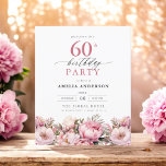 Flyer Horto Rosa de Orçamento Floral 60º Convite de Aniv<br><div class="desc">Celebre em estilo com um convite de 60 anos para a caligrafia floral do jardim, perfeito para um evento de marco. Com designs florais vibrantes e caligrafia elegante, este convite dá um tom caprichoso mas sofisticado para a sua celebração. O tema do jardim exuberante combina beleza natural com uma tipografia...</div>