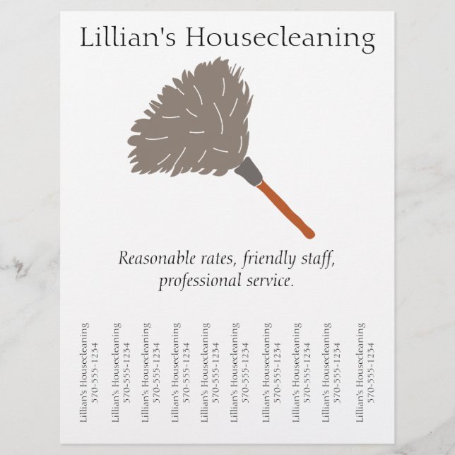 Flyer Housecleaning Maid Service Flyer, Tear Off Strips (Frente)