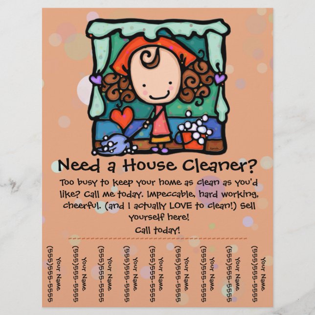 Flyer Houseclening. House Cleaner. Promocional Personali (Frente)