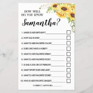 Flyer How well do you know Bride Game Card