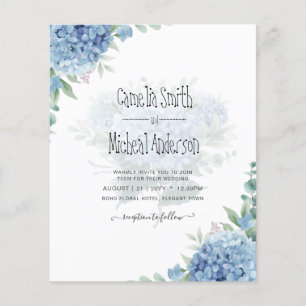 Flyer Hydrangea Azul Moderno Convite para Casamento Flor