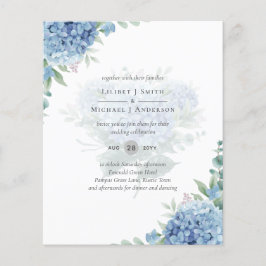 Flyer Hydrangea Azul Moderno Convite para Casamento Flor