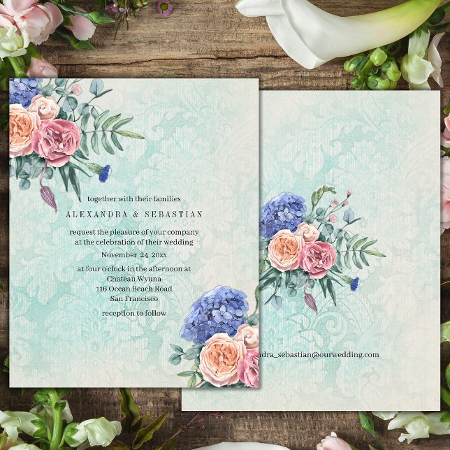 Flyer Hydrangeas Rústicas do Orçamento no Casamento Verd (Criador carregado)