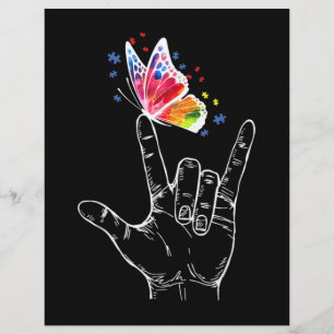 Flyer I Love You Hand Sign Language Butterfly Autism
