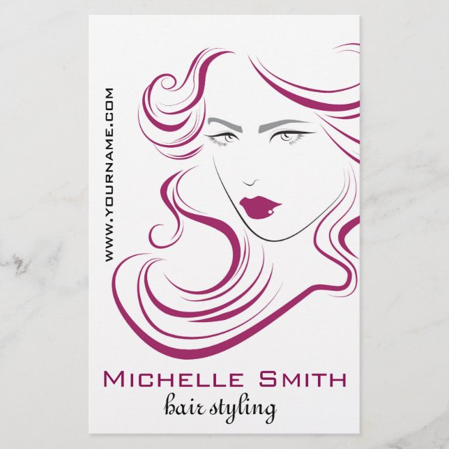 Flyer Ícone de menina adorável cabelo roxo Branding (Frente)