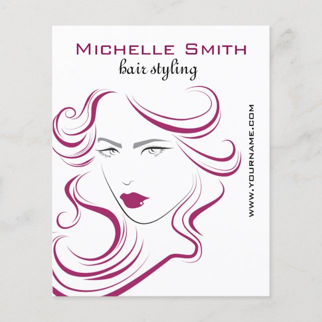 Flyer Ícone de menina adorável cabelo roxo Branding (Frente)