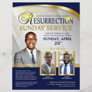 Flyer Igreja do Serviço Doméstico de Ressurreição Azul e