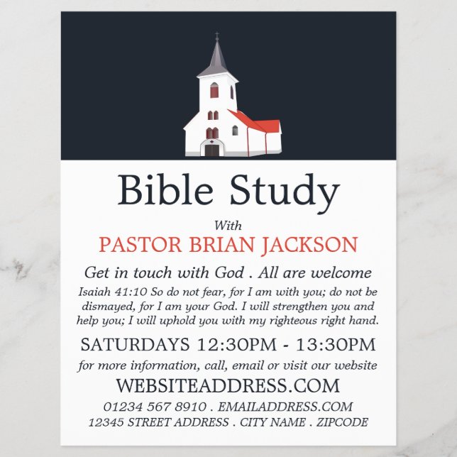 Flyer Igreja Steeple, Bíblia Cristã Advertido (Frente)