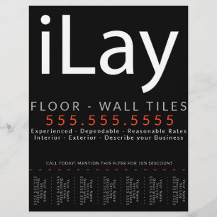 Flyer iLay. Renovação Tearsheet do Tiler da telha do