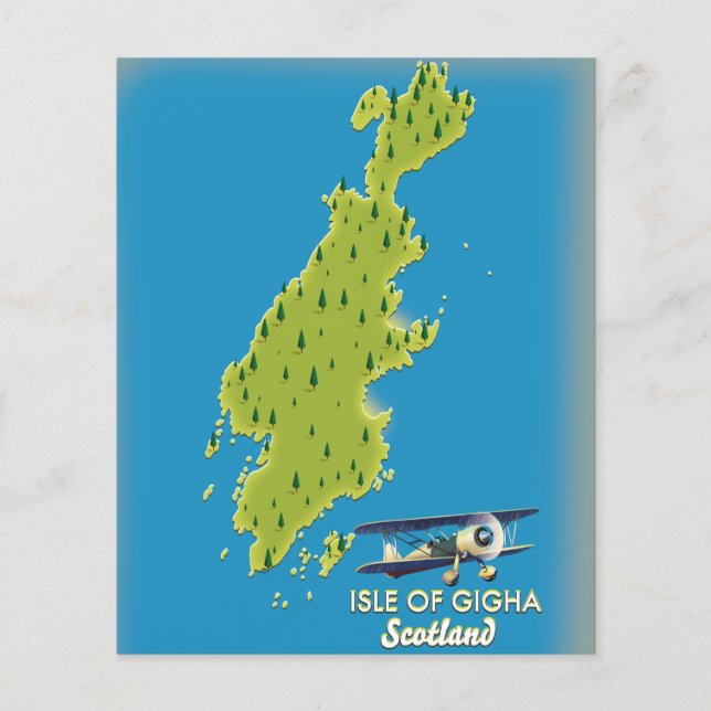 Flyer Ilha de Gigha mapa da Escócia (Frente)