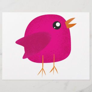 Flyer Ilustração de Passarinho Rosa Fofa