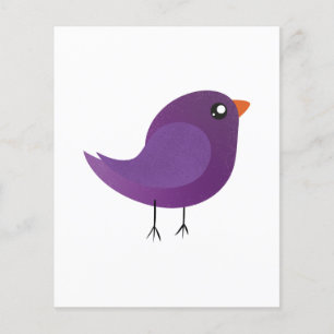 Flyer Ilustração de Passarinho Roxo Fofo
