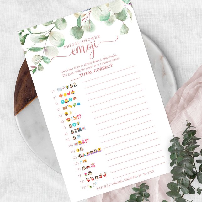 Flyer Imagem Emoji do Chá de panela Eucalyptus Greenery (Criador carregado)