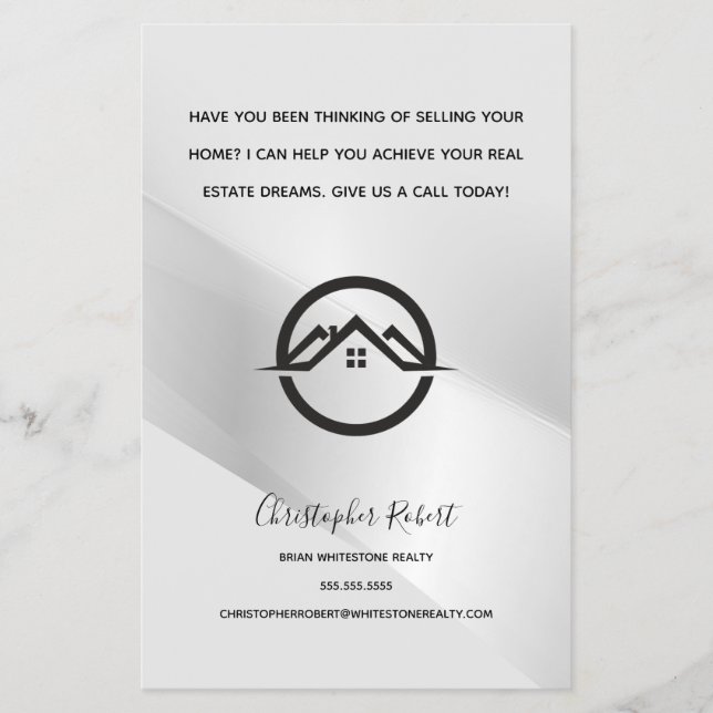 Flyer Imobiliária Prata Elegante (Frente)