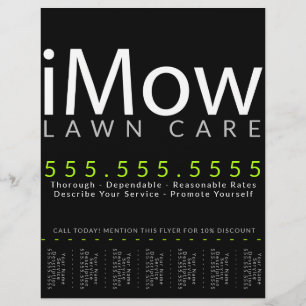 Flyer iMow. Cuidado com o Jardim, Paisagismo, Anúncio de