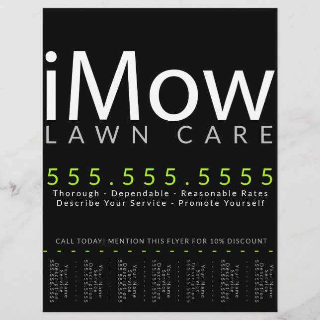 Flyer iMow. Cuidado com o Jardim, Paisagismo, Anúncio de (Frente)