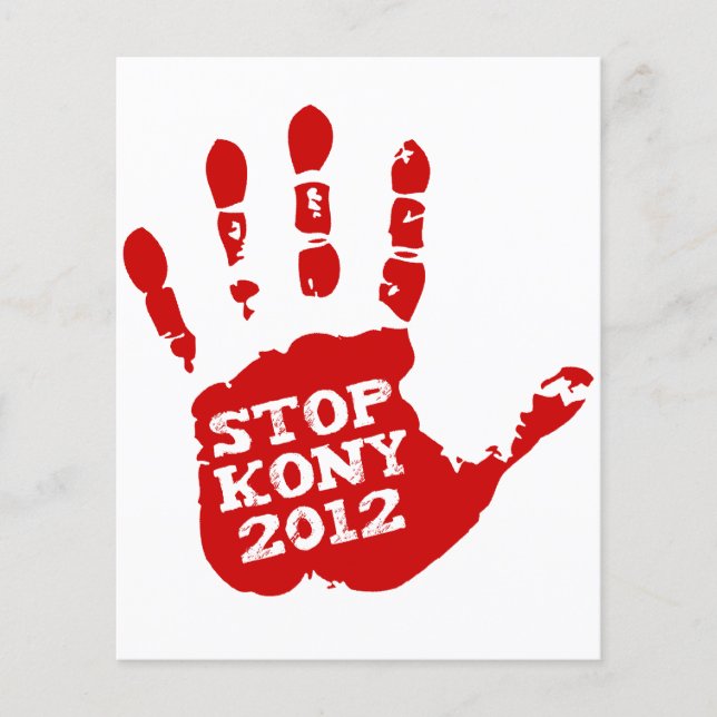 Flyer Impressão da mão Kony 2012 Pare Joseph Kony (Frente)