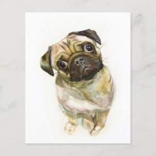 Flyer Impressão de Arte de Cara Pug Cachorro de Pug