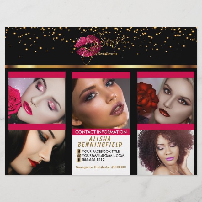 Flyer Informação Lipsense - Triplo - Rosa Quente (Frente)