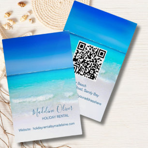 Flyer Informações sobre a praia do código de QR de féria