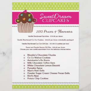 Flyer Insecto da tabela de preços da padaria do cupcake