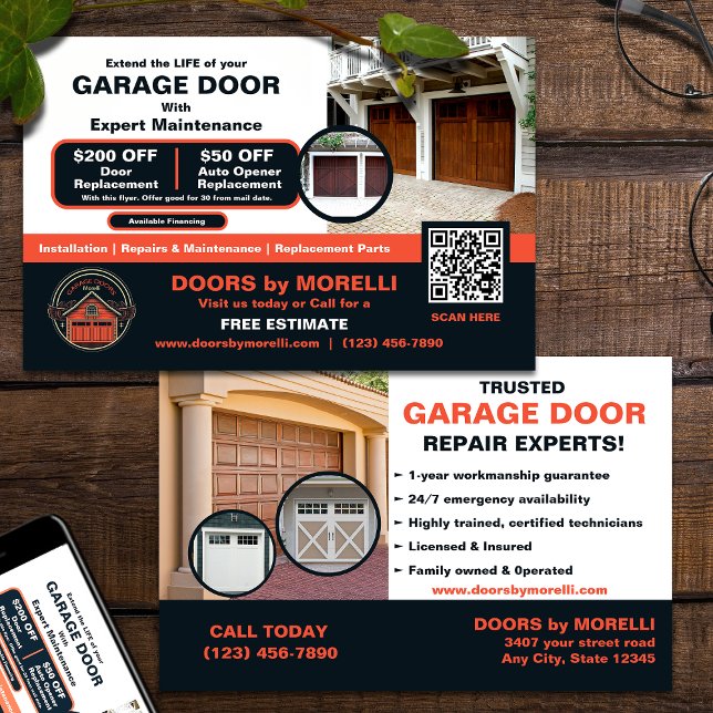 Flyer Instalação e reparo de portas de garagem (Criador carregado)