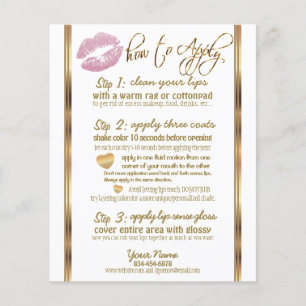 Flyer Instruções cor-de-rosa de Lipsense Senegence do 