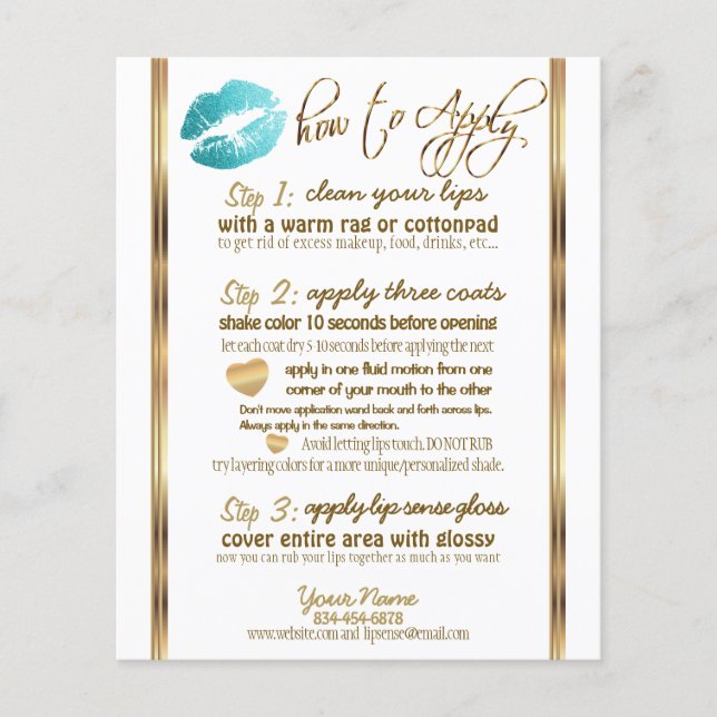 Flyer Instruções para 💋 de Lip com Glitter Teal - Branc (Frente)