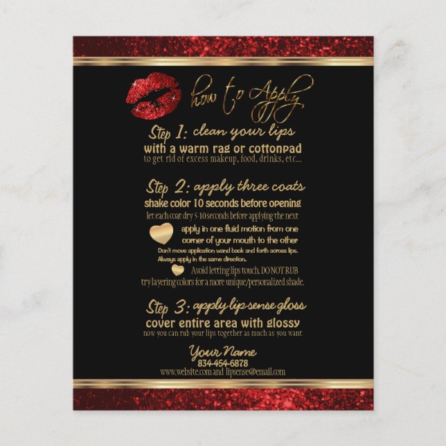 Flyer Instruções para 💋 de Lip vermelho brilhante em pr (Frente)