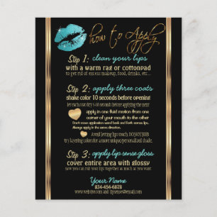 Flyer Instruções para Lábios com Brilho Turquesa