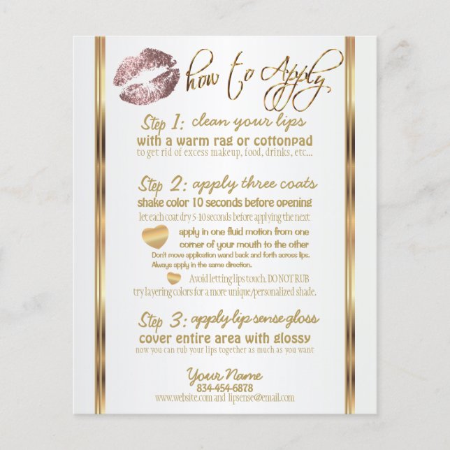 Flyer Instruções para Lip de Glitter Rosa Dusty 2 (Frente)